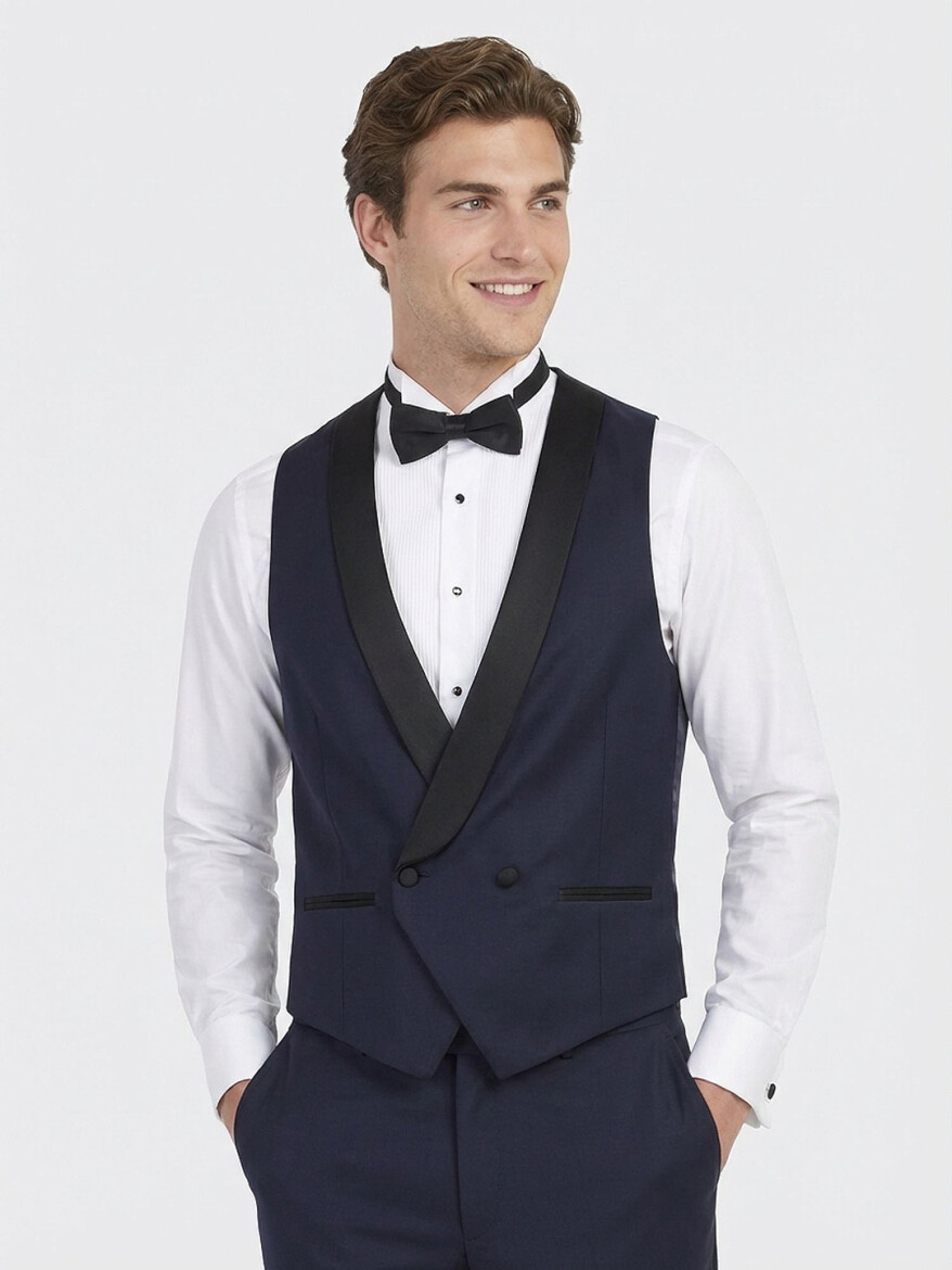 Saks Fitted Fit Shawl Collar Classical Waistcoat - 2