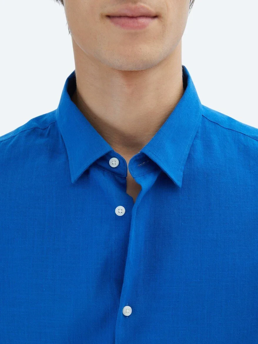 Saks Oversize Fit Weaving Casual 100% Cotton Shirt 