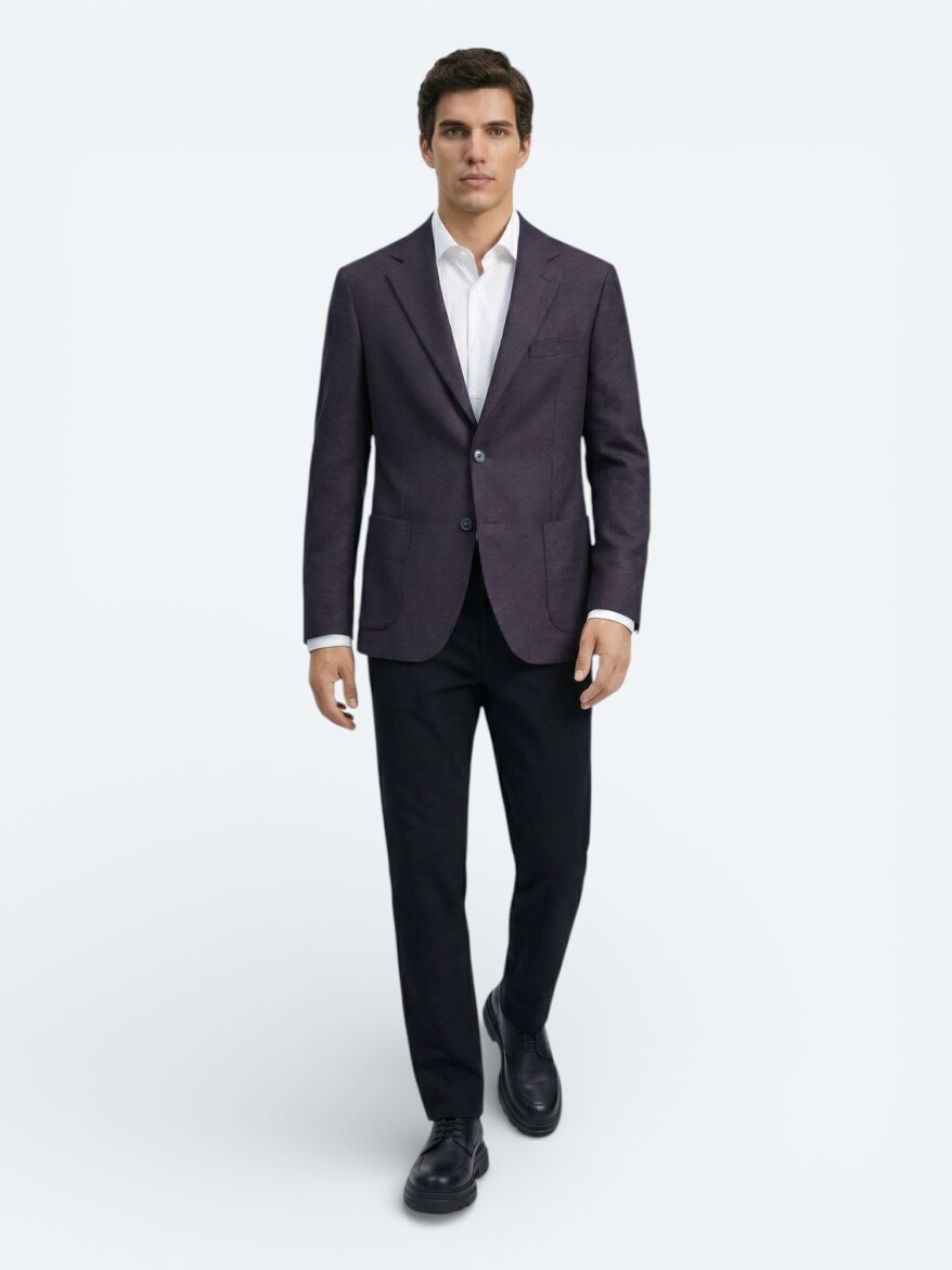 Saks Patterned Modern Fit Wool Blended Jacket - 1