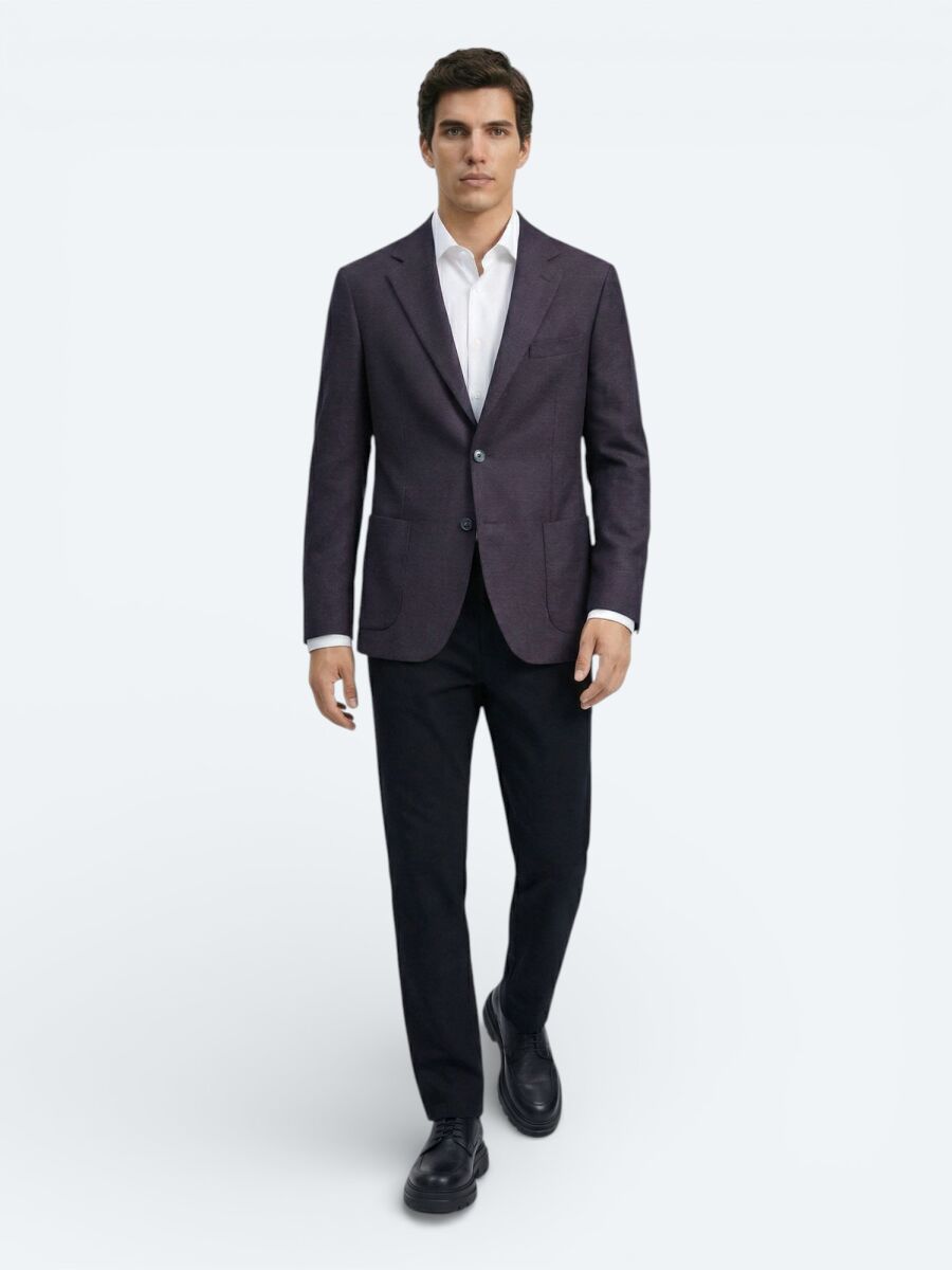 Saks Patterned Modern Fit Wool Blended Jacket - 1