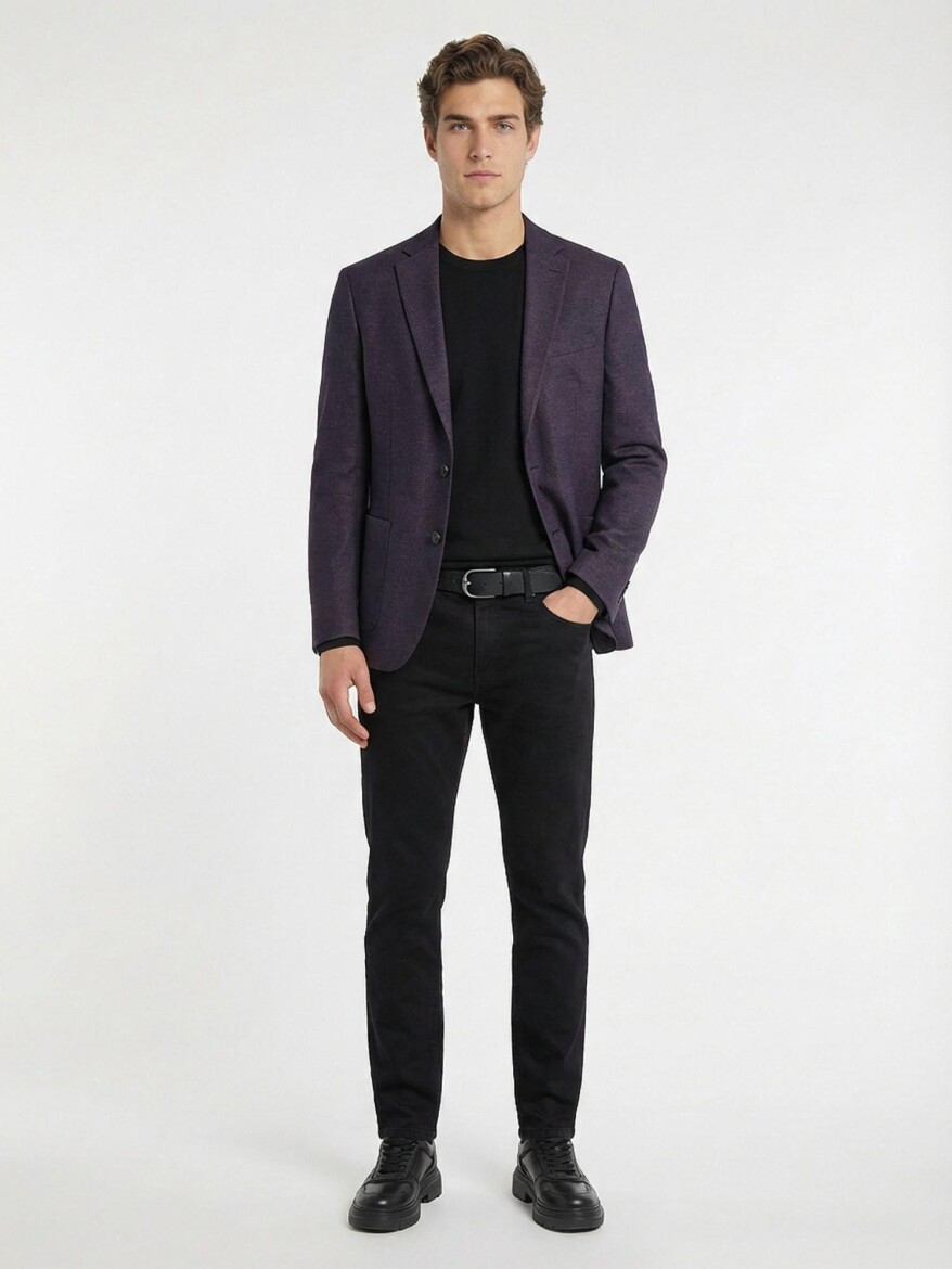 Saks Patterned Modern Fit Wool Blended Jacket - 4