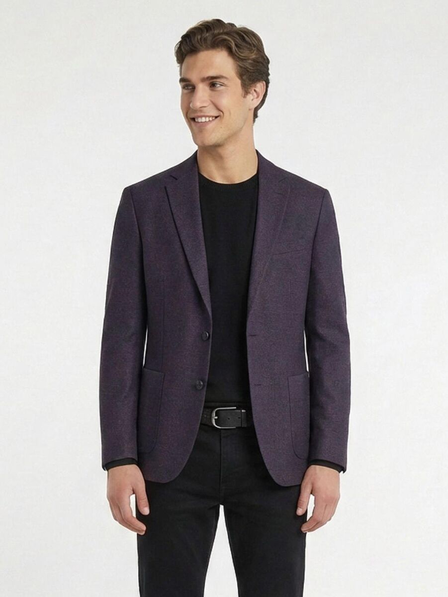 Saks Patterned Modern Fit Wool Blended Jacket - 6