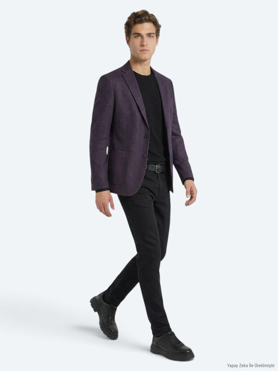 Saks Patterned Modern Fit Wool Blended Jacket - 3