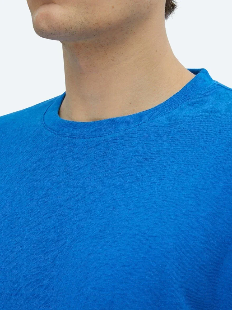 Saks Plain Crew Neck Cotton Blended T-Shirt 