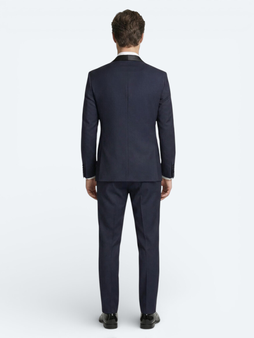 Saks Plain Modern Fit Shawl Collar Weaving Tuxedo - 4