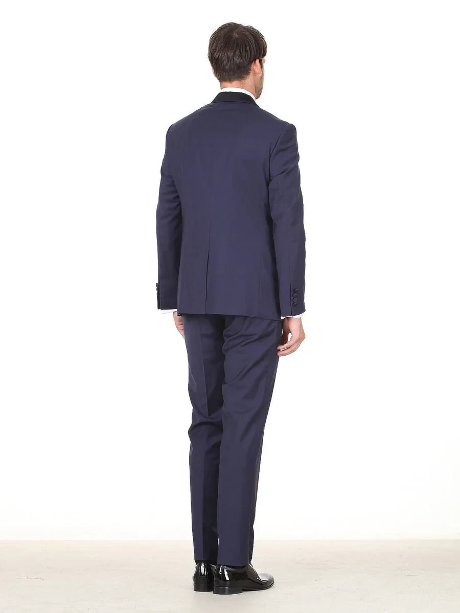 Saks Plain Modern Fit Shawl Collar Weaving Tuxedo - 4