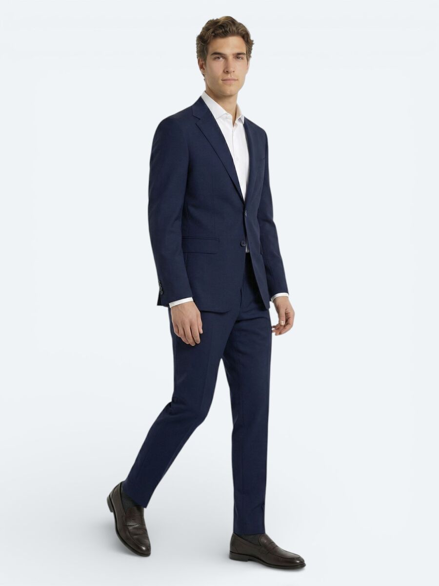 Saks Plain Modern Fit Wool Blended Suit - 1