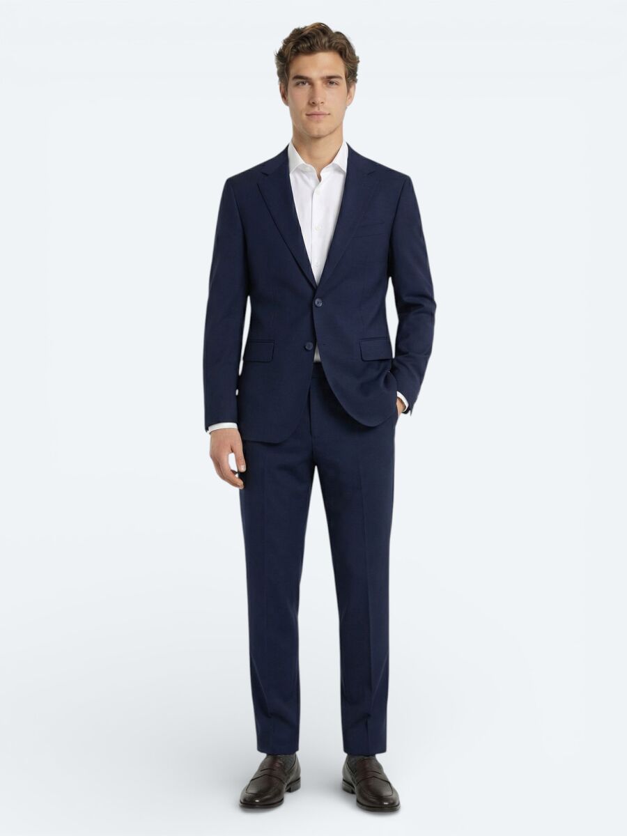 Saks Plain Modern Fit Wool Blended Suit - 2