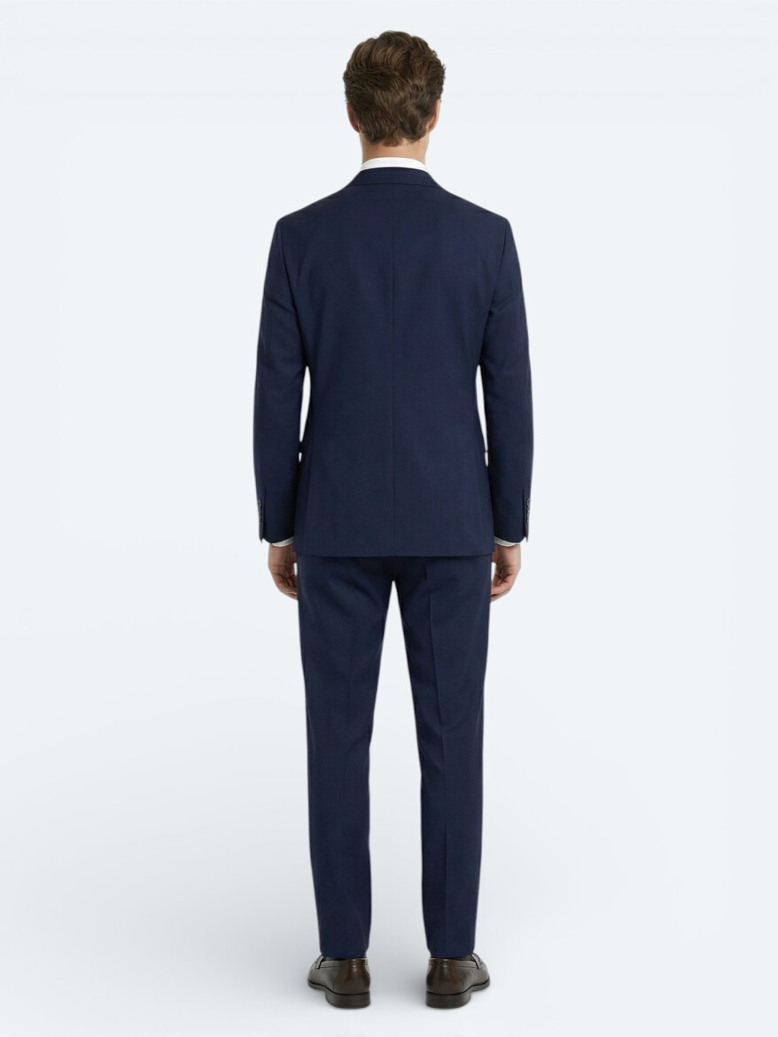 Saks Plain Modern Fit Wool Blended Suit - 4