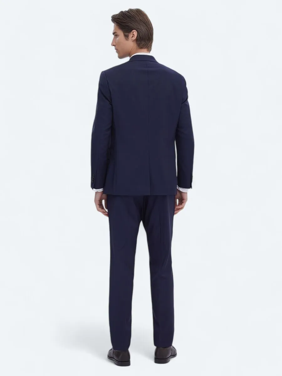 Saks Plain Modern Fit Wool Blended Suit - 6