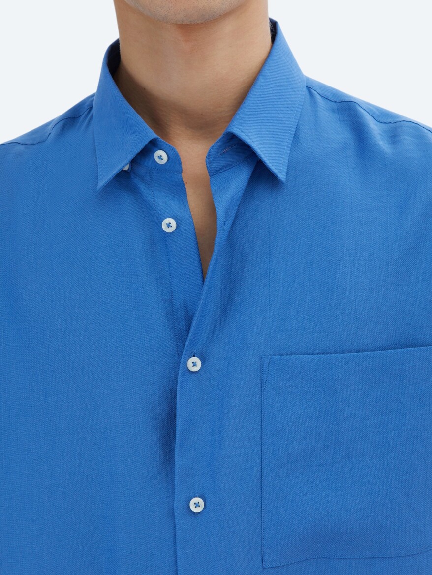 Saks Plain Oversize Fit Long Weaving Casual Shirt - 5