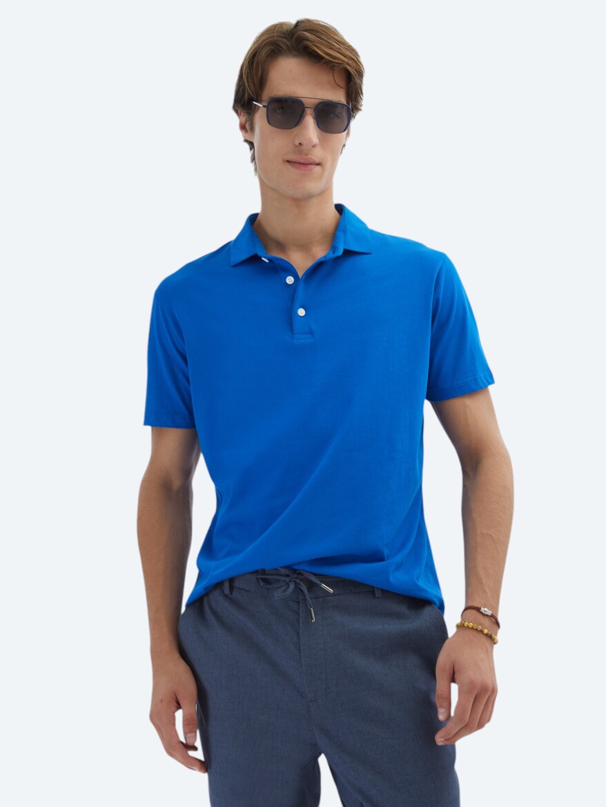 Saks Plain Polo Neck 100% Cotton T-Shirt 