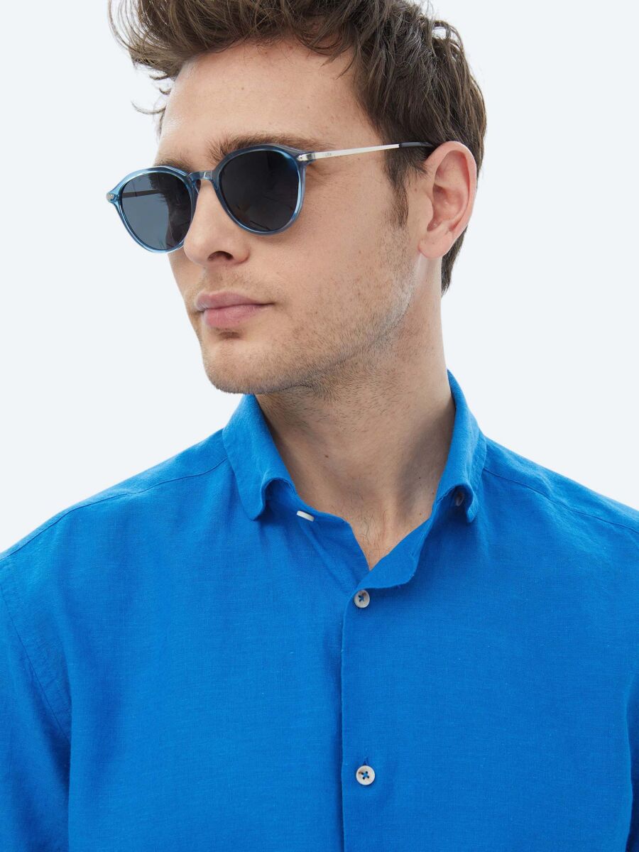 Saks Plain Regular Fit Long Weaving Casual Cotton Blended Shirt - 6