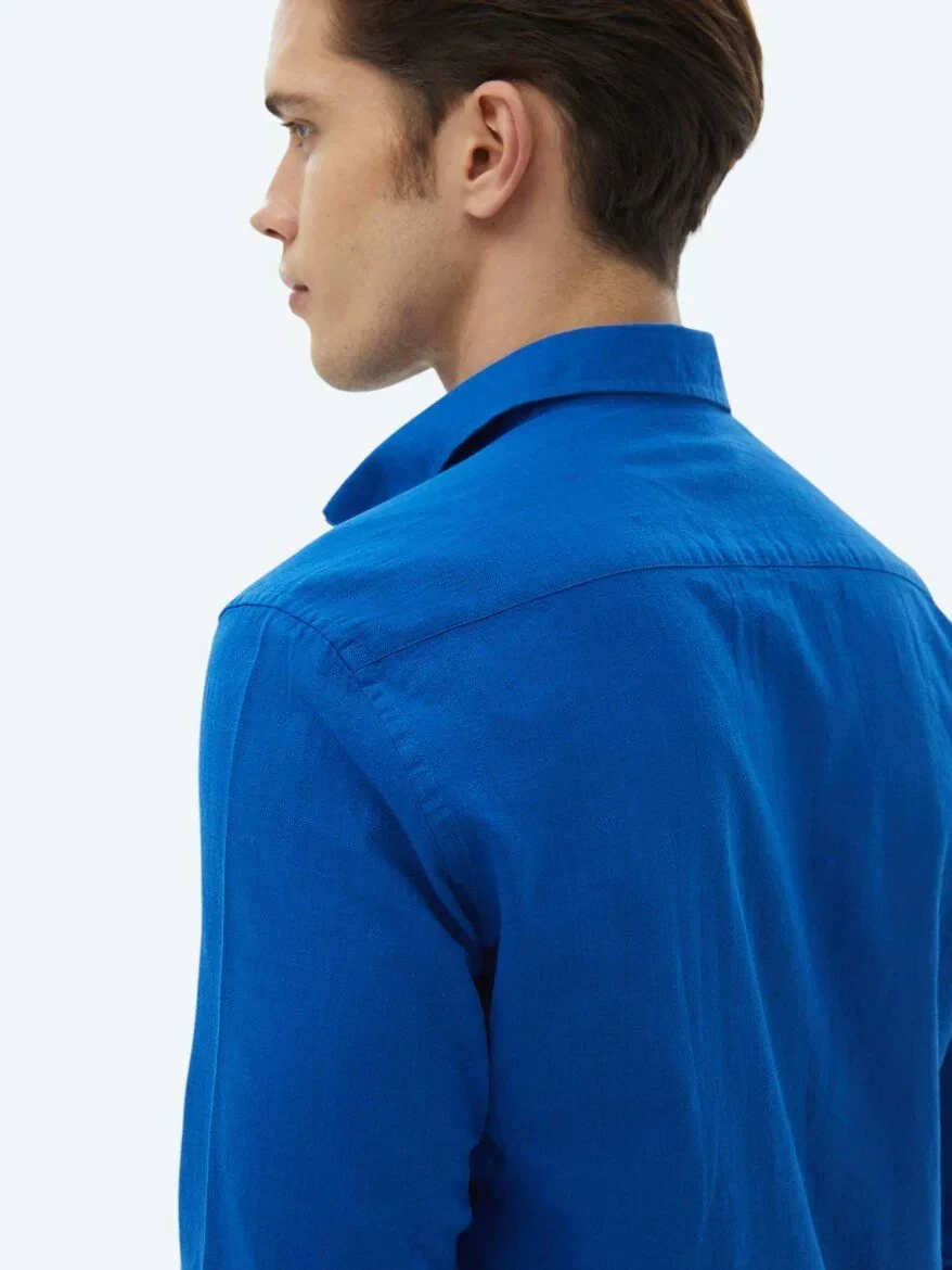 Saks Plain Regular Fit Weaving Casual 100% Cotton Shirt - 8