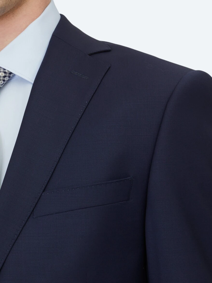 Saks Plain Regular Fit Wool Blended Suit - 4