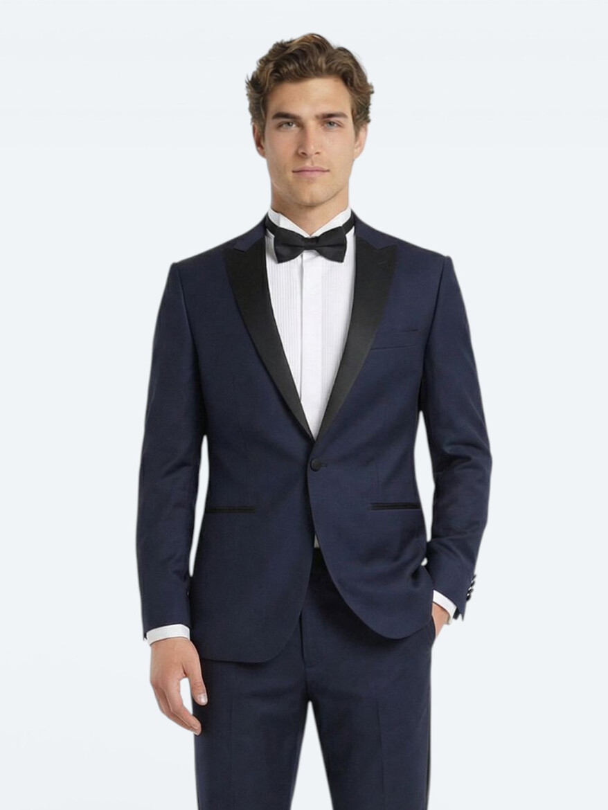 Saks Plain Slim Fit Butterfly Collar Weaving Tuxedo - KİP