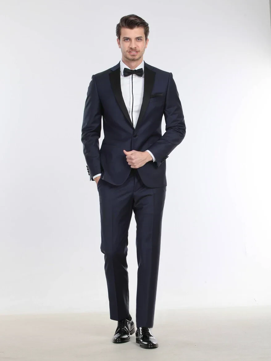 Saks Plain Slim Fit Butterfly Collar Weaving Tuxedo - 2