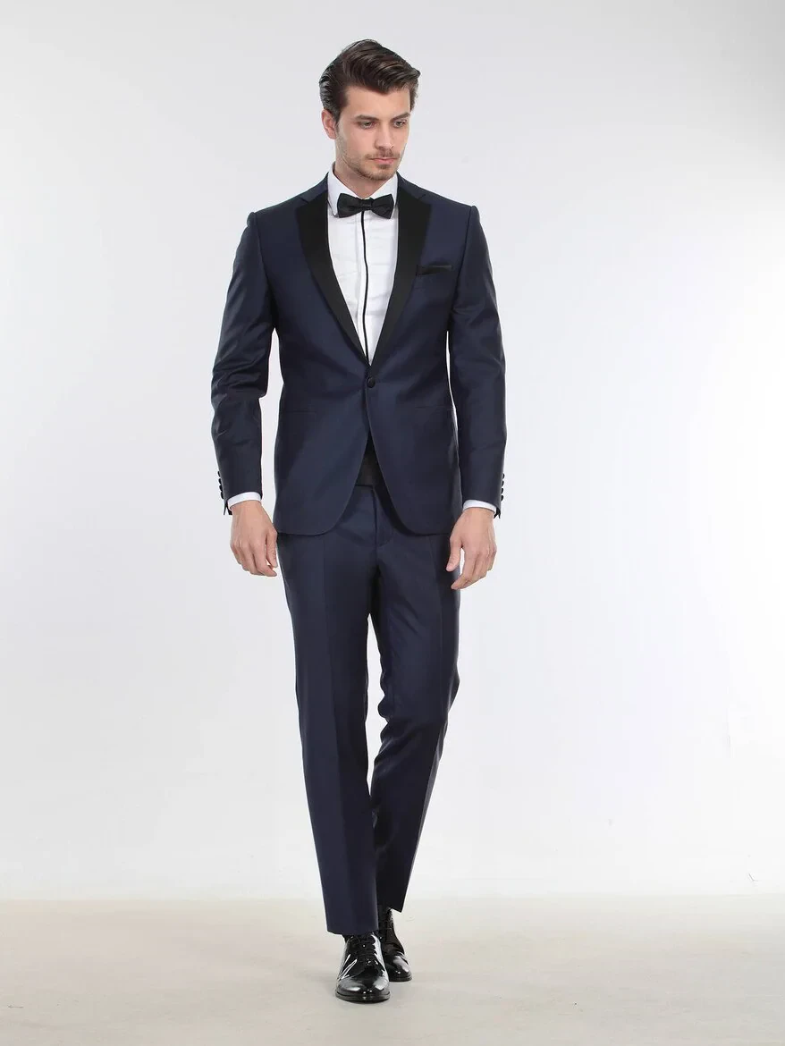 Saks Plain Slim Fit Butterfly Collar Weaving Tuxedo - 3