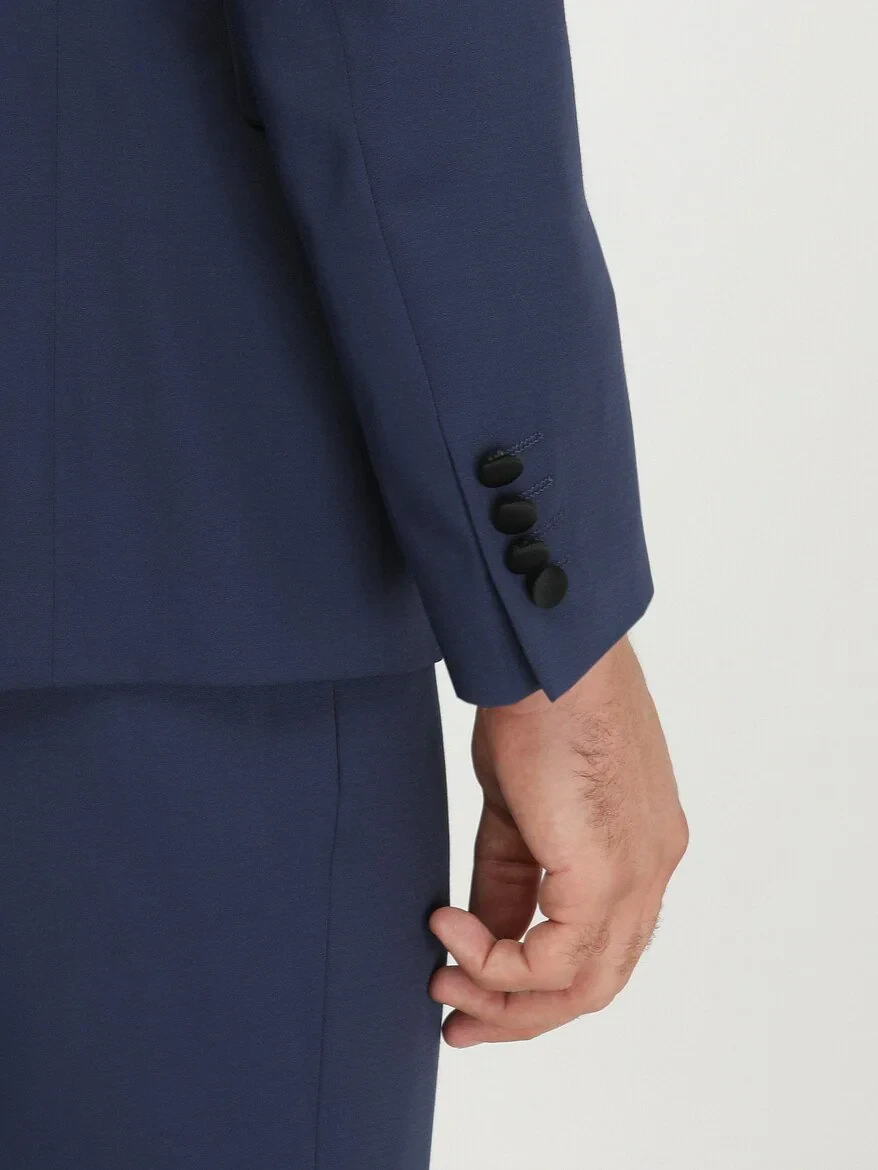 Saks Plain Slim Fit Detachable Collar Weaving Tuxedo With West - 6