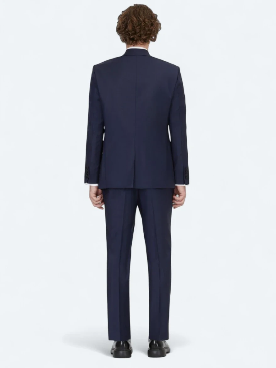 Saks Plain Slim Fit Removable Double Breasted Brass Tuxedo - 5