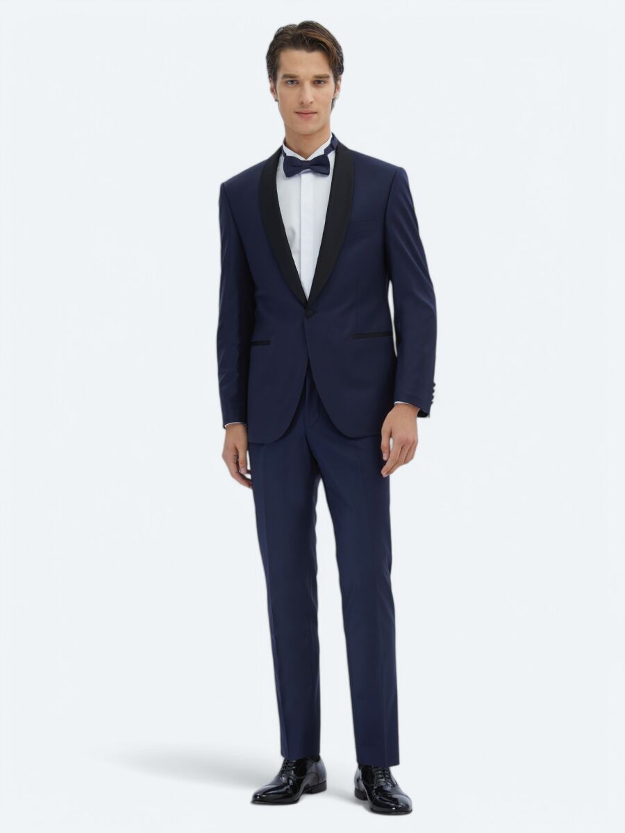 Saks Plain Slim Fit Shawl Collar Weaving Tuxedo - 2