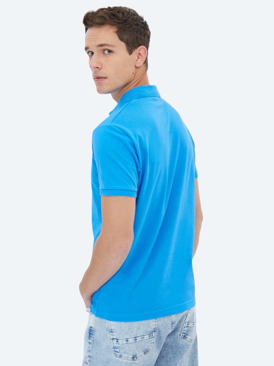 Saks Polo Yaka %100 Pamuk T-Shirt - 5