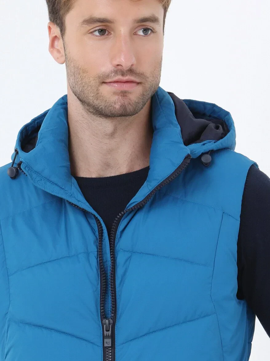 Saks Regular Fit Kapüşonlu Casual Dokuma Spor Yelek - 5