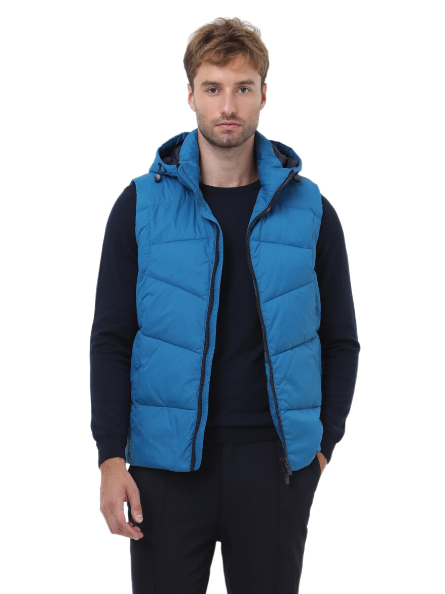 Saks Regular Fit Kapüşonlu Casual Dokuma Spor Yelek - 1