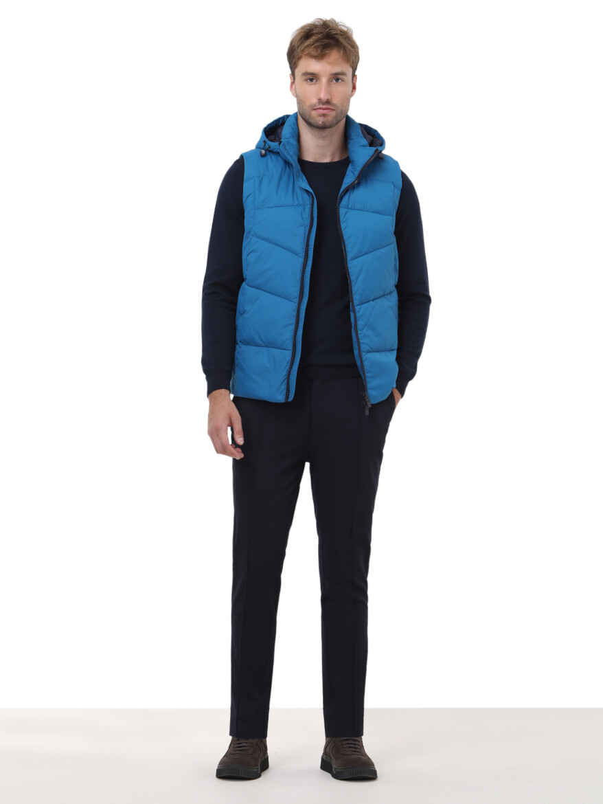 Saks Regular Fit Kapüşonlu Casual Dokuma Spor Yelek - 2