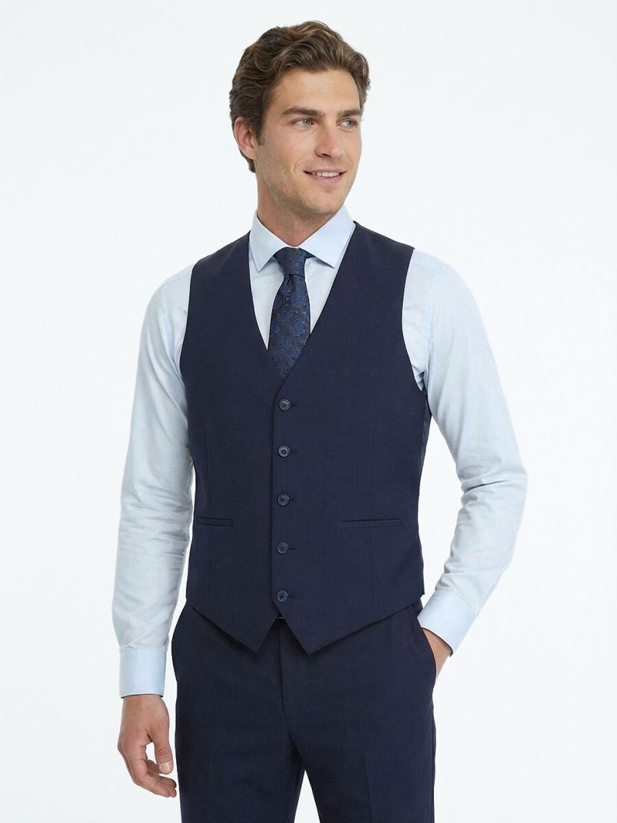 Saks Slim Fit Butterfly Collar Classical Waistcoat - 1