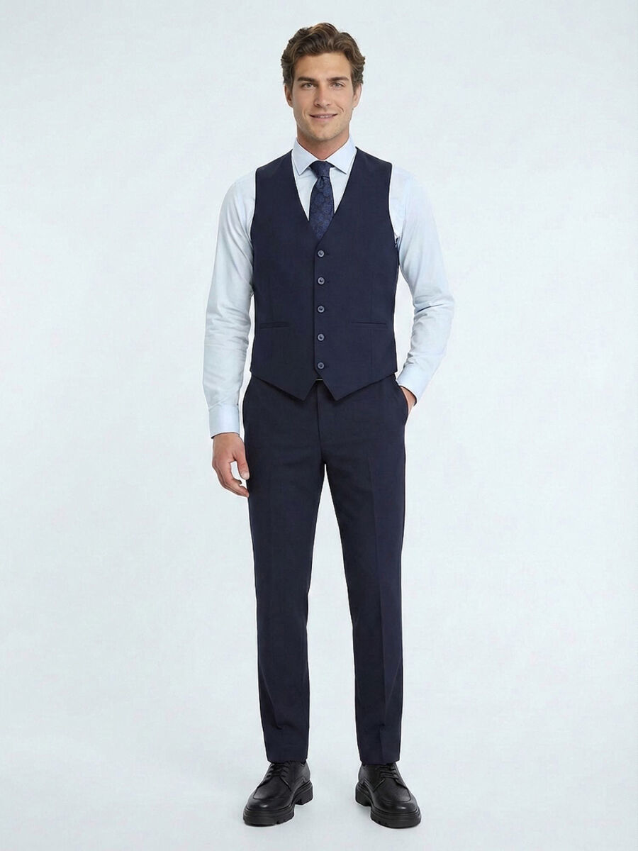 Saks Slim Fit Butterfly Collar Classical Waistcoat - 2