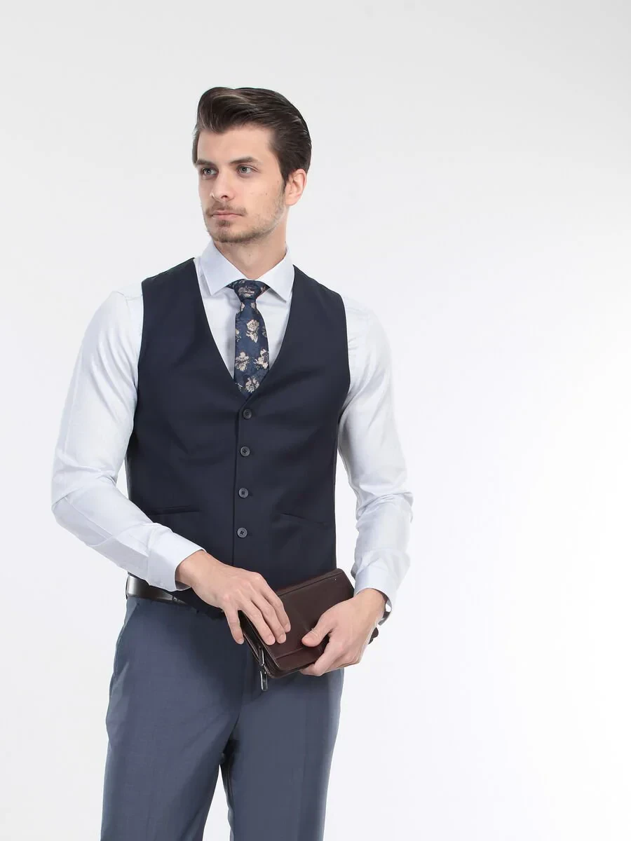 Saks Slim Fit Butterfly Collar Classical Waistcoat - 1