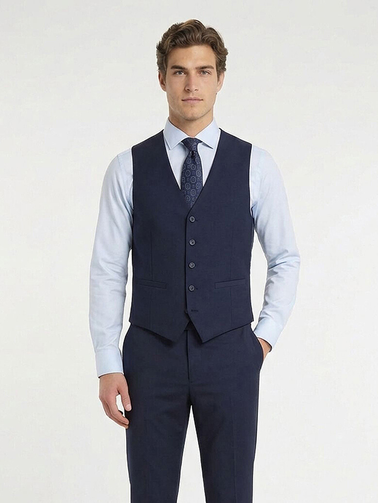 Saks Slim Fit Butterfly Collar Classical Waistcoat - 4
