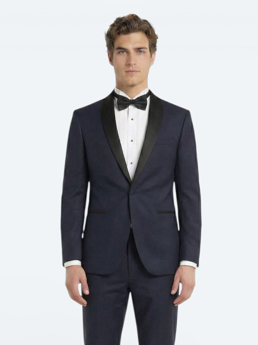 Saks Slim Fit Butterfly Collar Weaving Tuxedo - 3