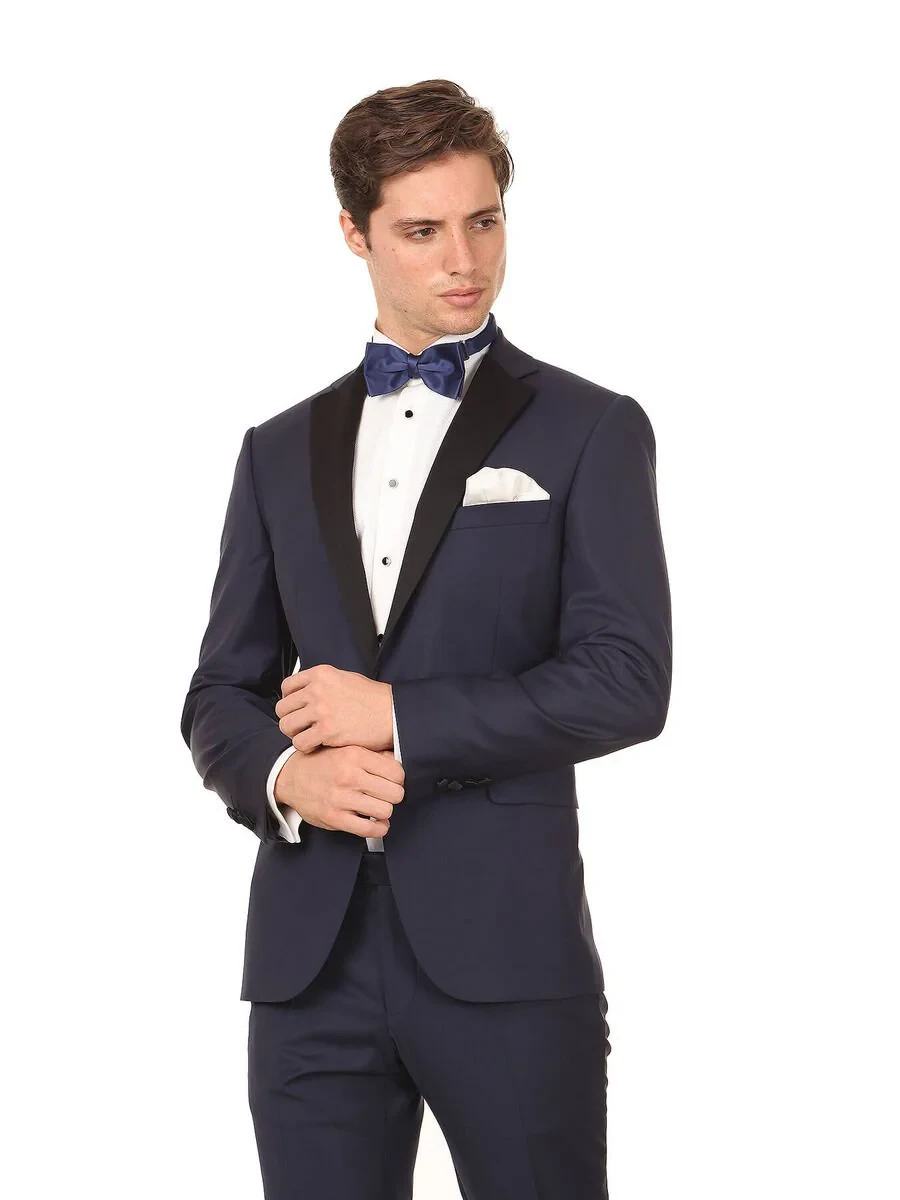 Saks Slim Fit Butterfly Collar Weaving Tuxedo - 1
