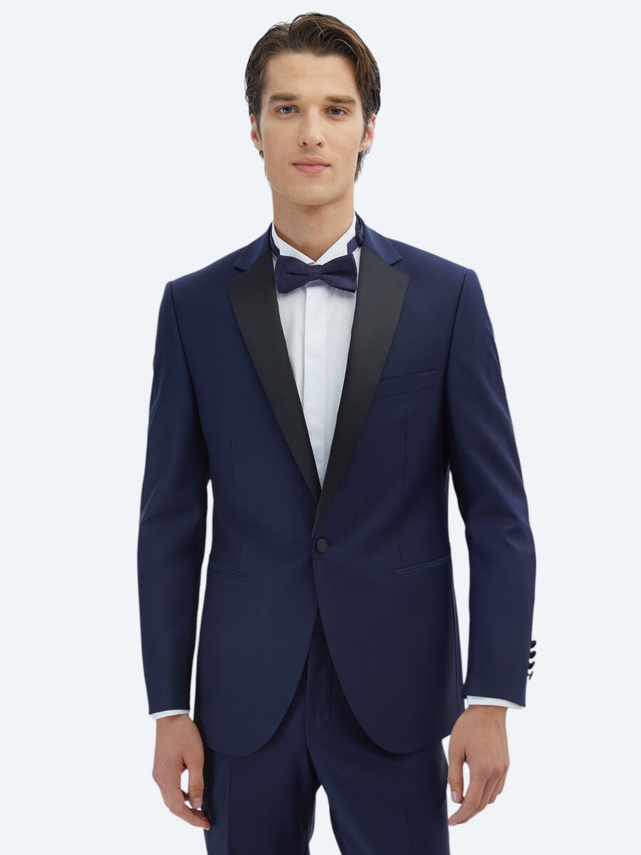 Saks Slim Fit Butterfly Collar Weaving Tuxedo - 1