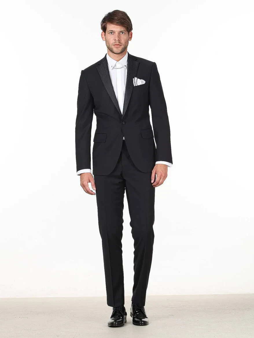 Saks Slim Fit Butterfly Collar Weaving Tuxedo - 3