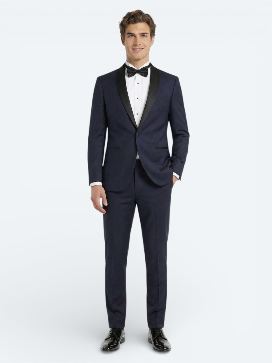 Saks Slim Fit Butterfly Collar Weaving Tuxedo - 3