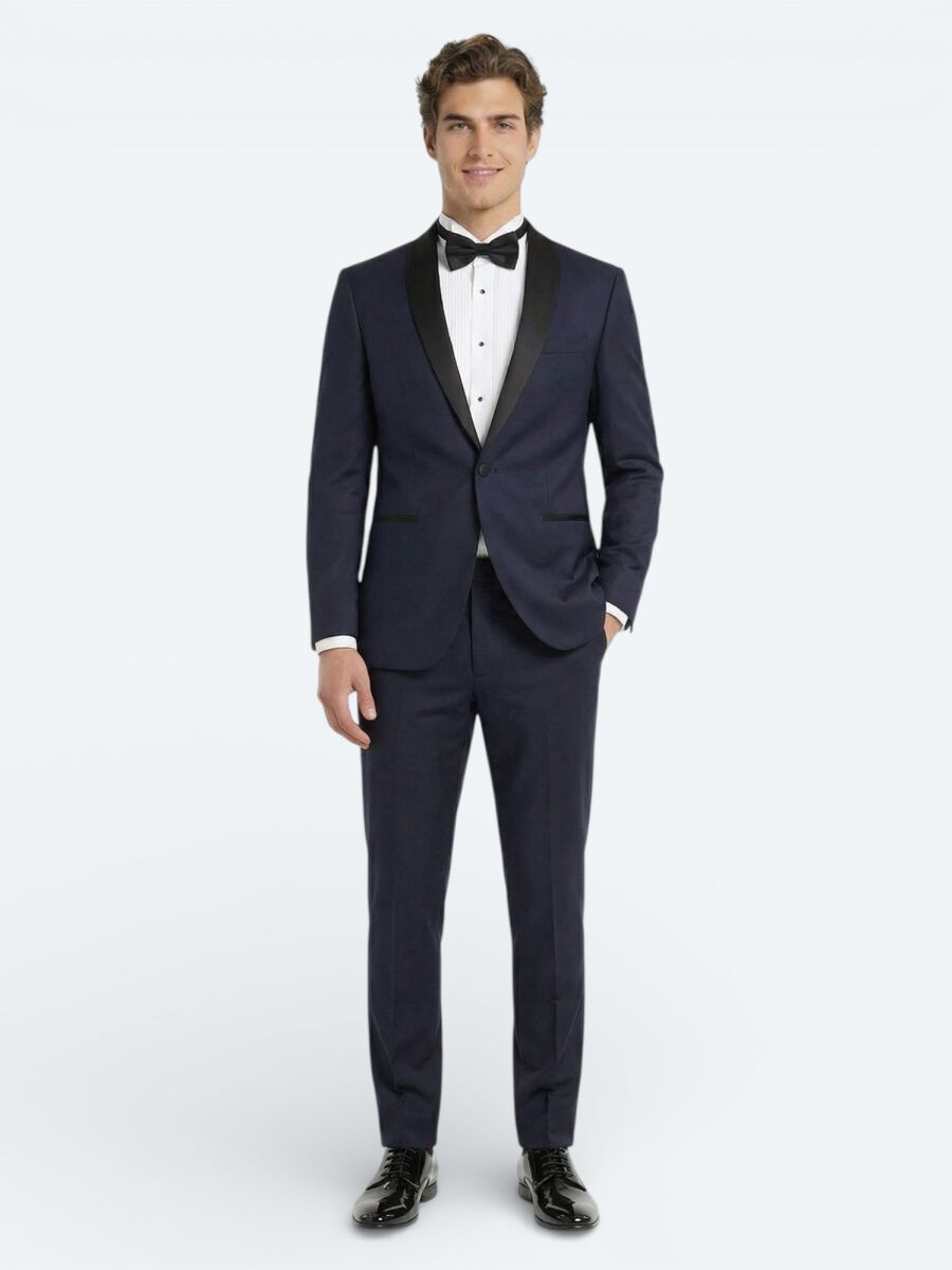 Saks Slim Fit Butterfly Collar Weaving Tuxedo - 3