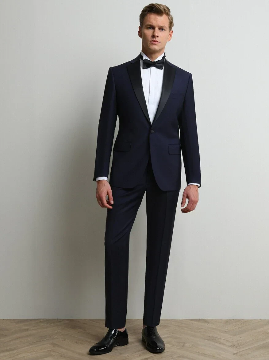 Saks Slim Fit Butterfly Collar Weaving Tuxedo - 3