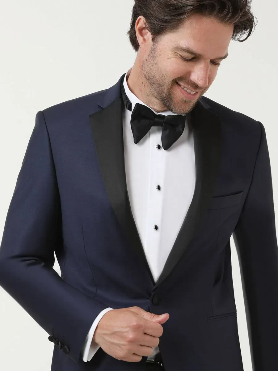 Saks Slim Fit Butterfly Collar Weaving Tuxedo - 1