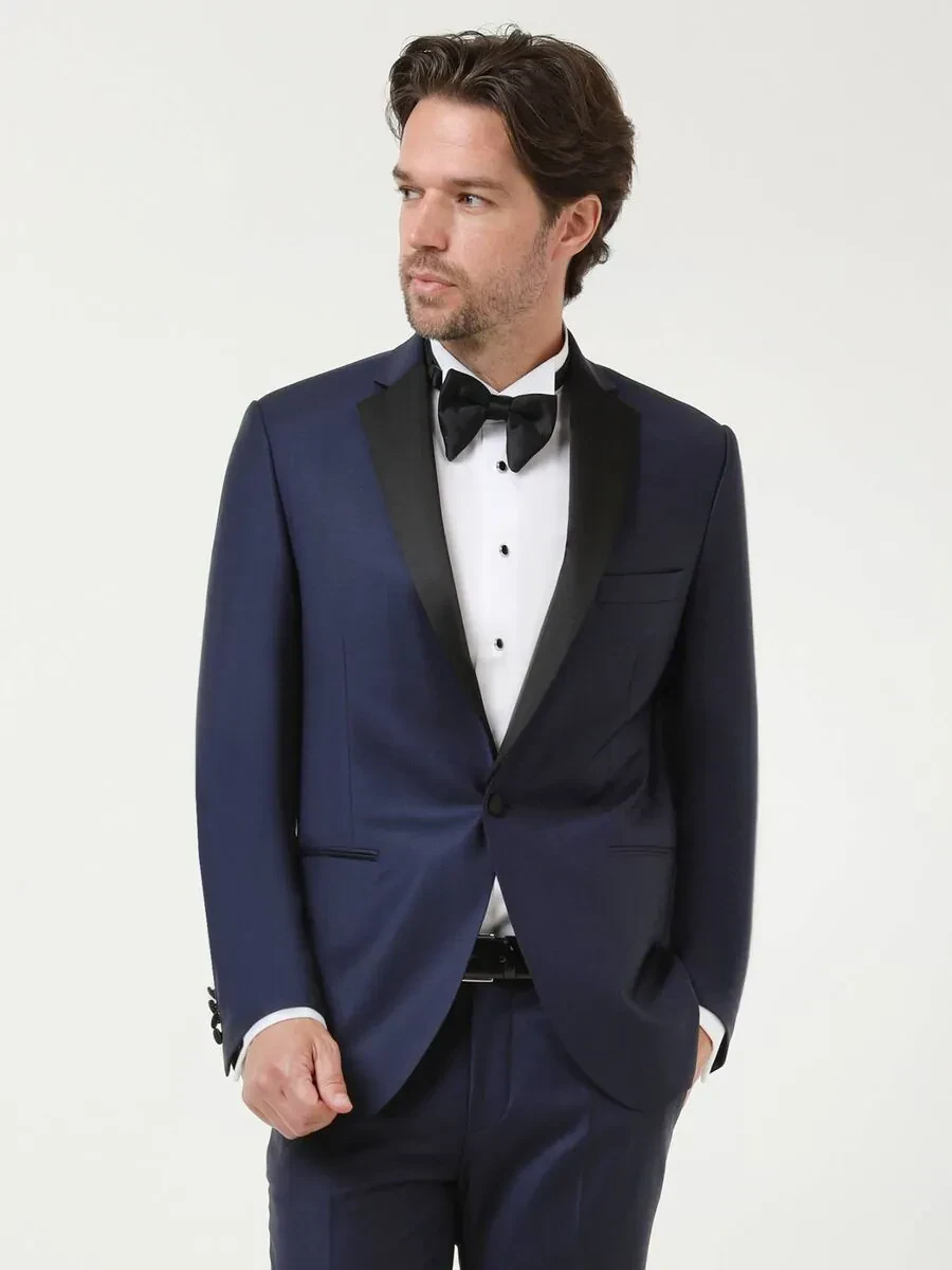 Saks Slim Fit Butterfly Collar Weaving Tuxedo - 2