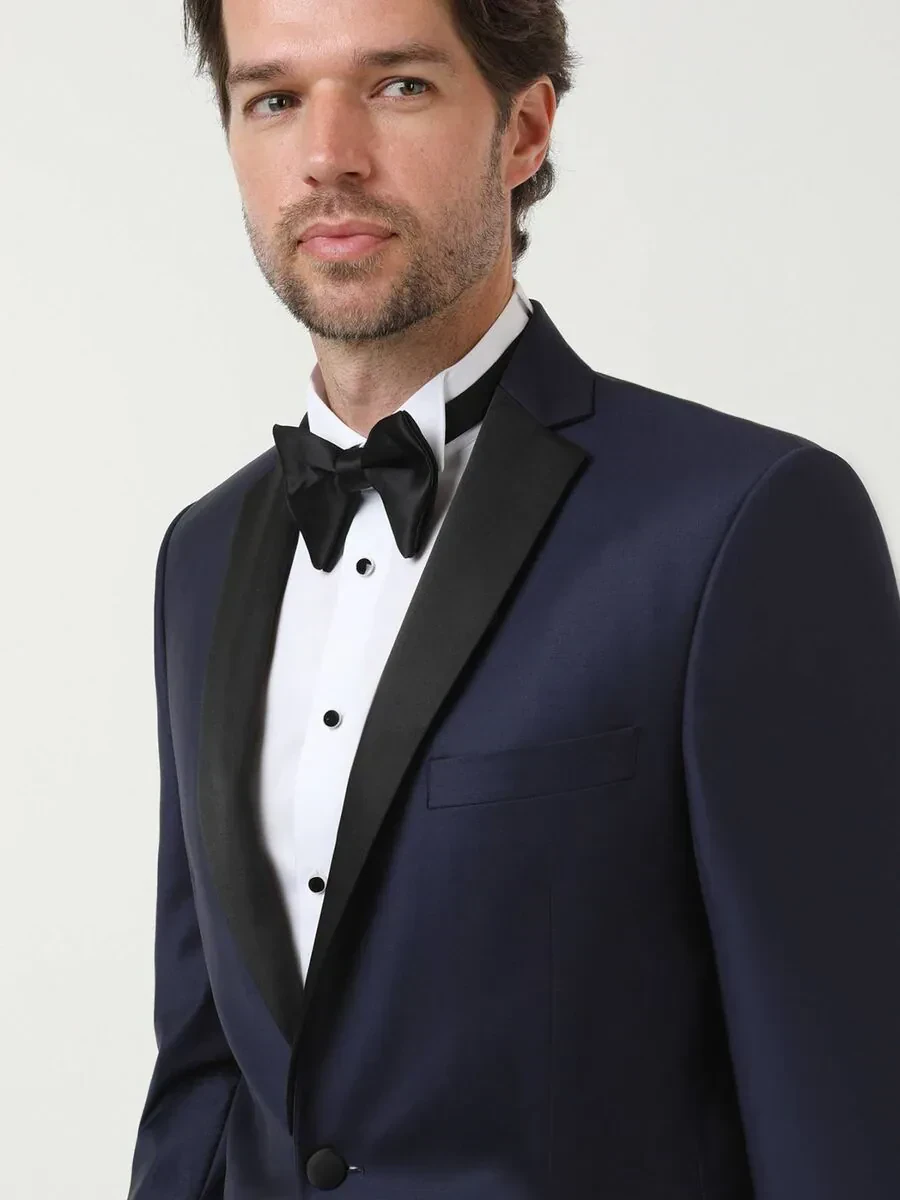 Saks Slim Fit Butterfly Collar Weaving Tuxedo - 3