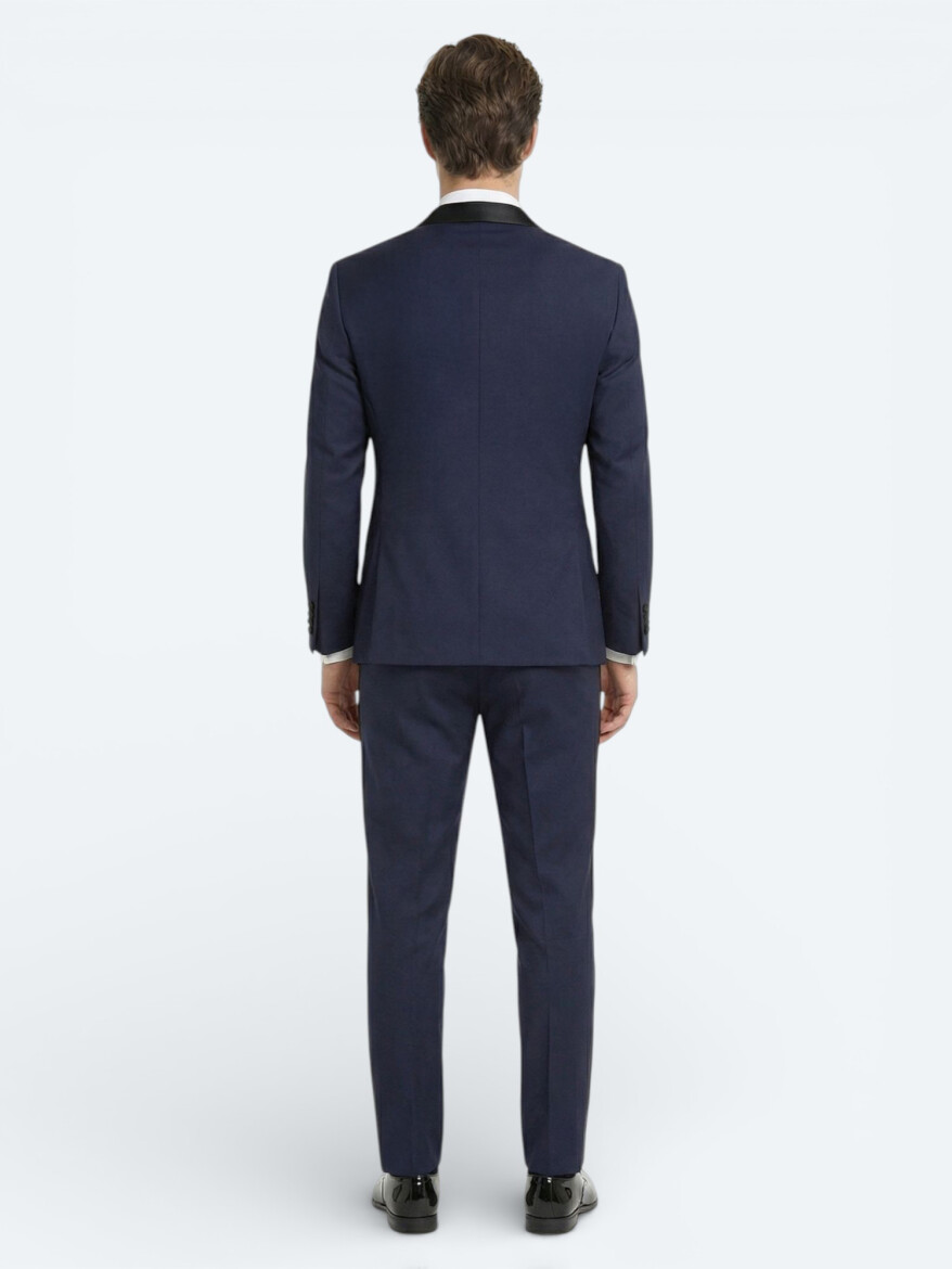 Saks Slim Fit Double Breasted Collar Weaving Tuxedo - 4