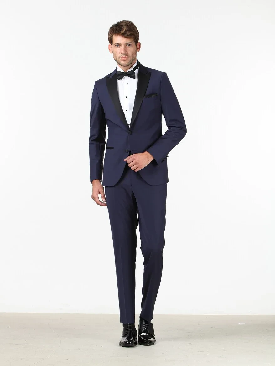 Saks Slim Fit Double Breasted Collar Weaving Tuxedo - 2