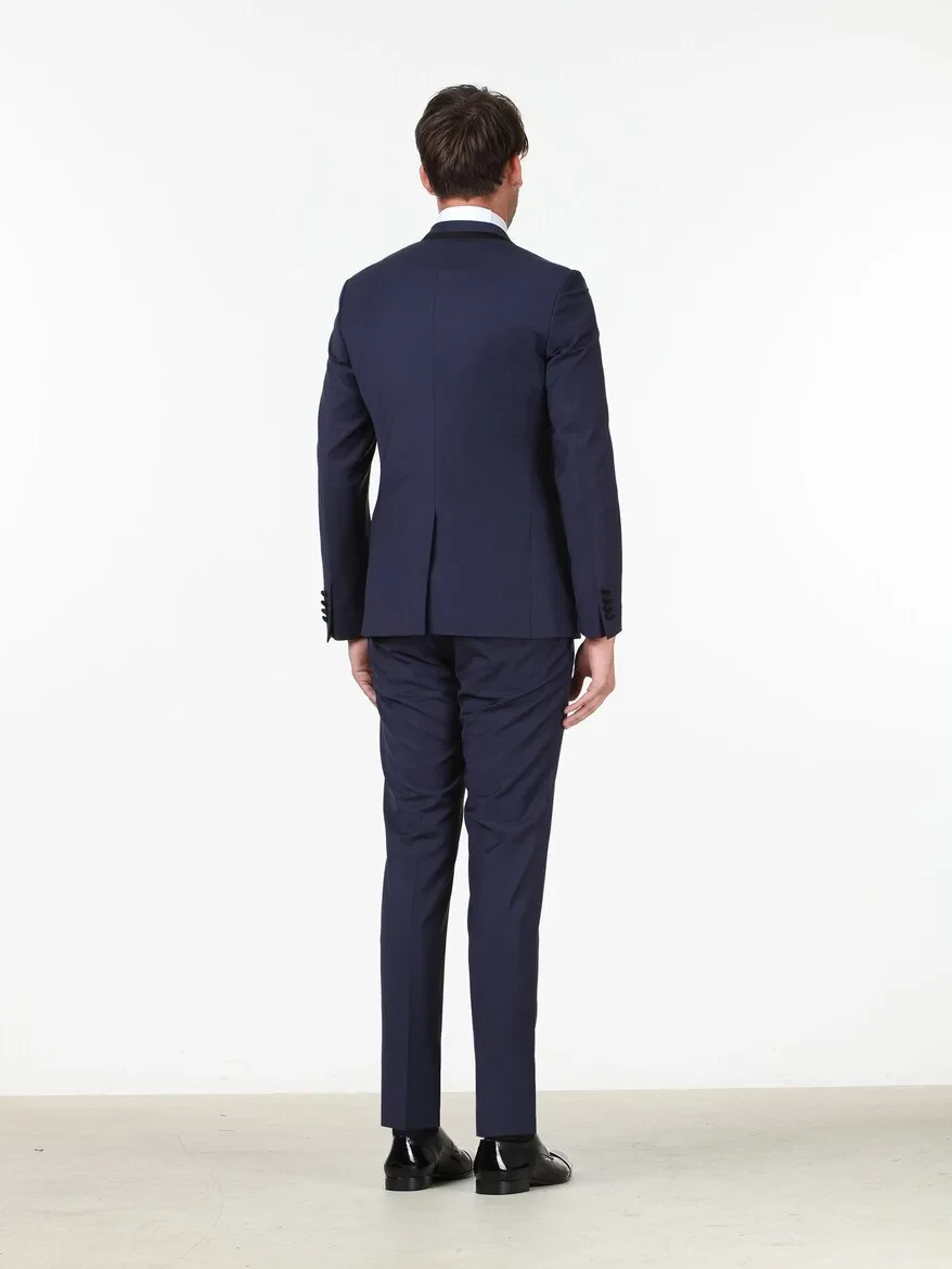 Saks Slim Fit Double Breasted Collar Weaving Tuxedo - 5