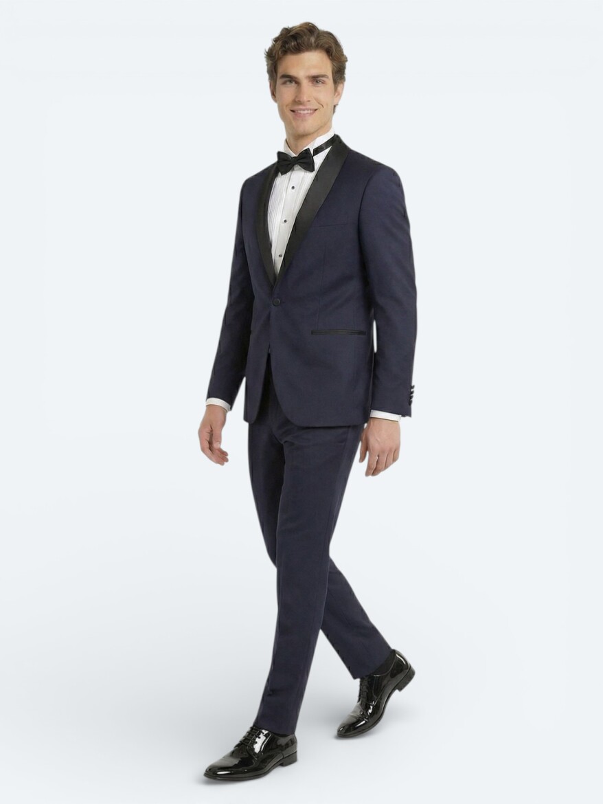 Saks Slim Fit Kelebek Yaka Dokuma Smokin Takım Elbise - KİP