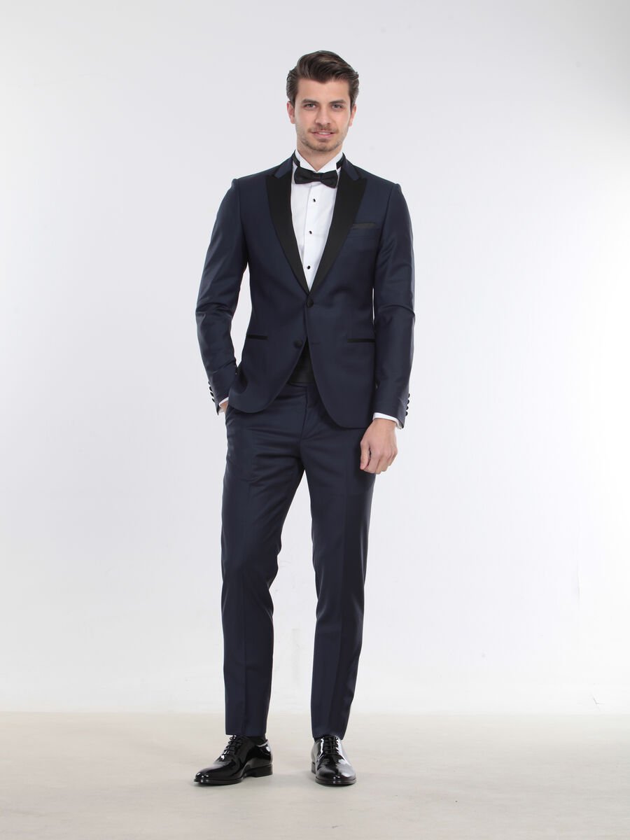 Saks Slim Fit Kelebek Yaka Dokuma Smokin Takım Elbise - 2