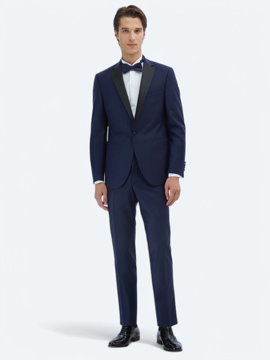 Saks Slim Fit Kelebek Yaka Dokuma Smokin Takım Elbise - 2