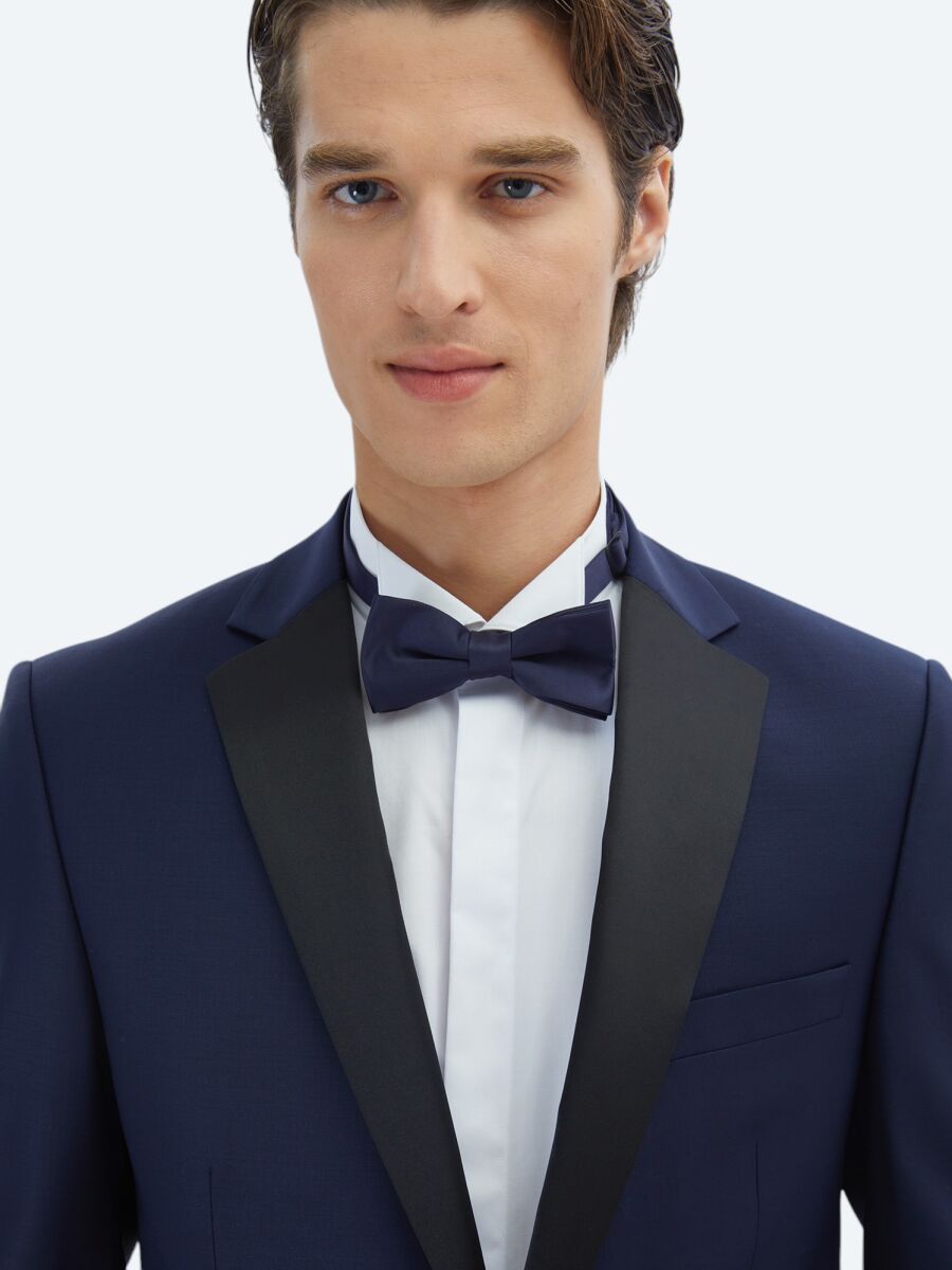 Saks Slim Fit Kelebek Yaka Dokuma Smokin Takım Elbise - 3